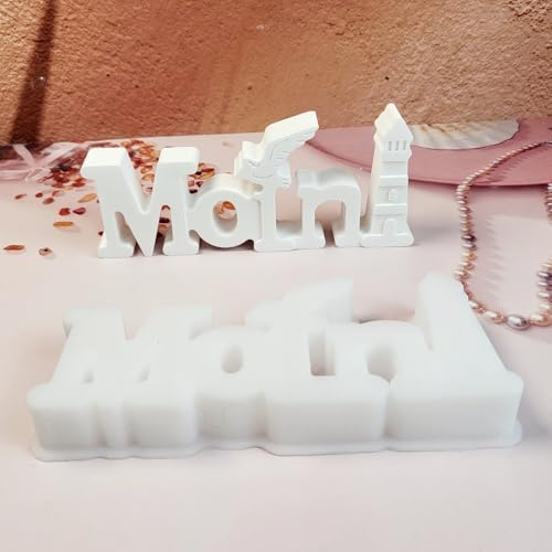 "MOIN"-Silikonformen Gießformen mit Friedenstaube & Leuchtturm | Gießformen Silikon Frühlings-Sommer Buchstabenschablone für Handwerk(15x7cm) |Silikonform Maritim Für Kerzen/Seife/Resin-Deko(Moin) von Keboygym