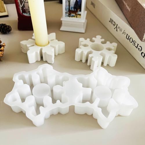 Silikonform Weihnachten, DIY Gießformen, Christmas Haus, Weihnachten Deko, Mini Häuser, Gipsformen Zum Gießen Für Garten Party (2PCS Schneeflocke) von Keboygym