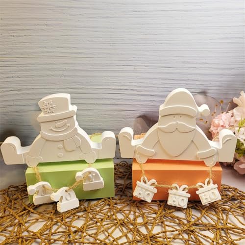 Silikonformen GießFormen Elch,Silikonform Weihnachten,DIY Silikonformen GießFormen Weihnachten,Weihnachtsdeko GießFormen Silikon,Kerzenformen Zum GießEn,3D Elch Weihnachten Deko (2PCS Santa) von Keboygym