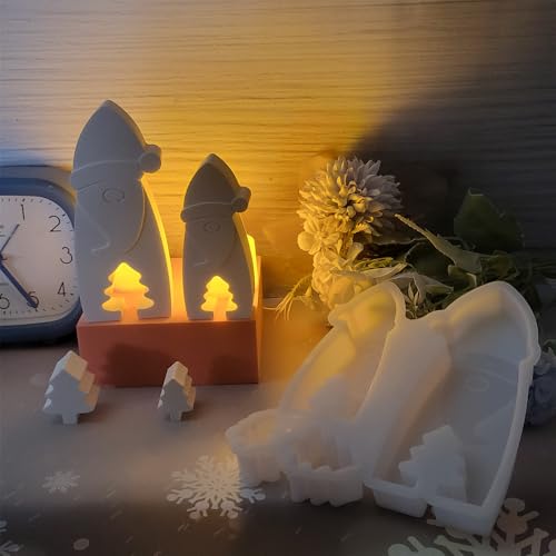 Silikonformen GießFormen Elch,Silikonform Weihnachten,DIY Silikonformen GießFormen Weihnachten,Weihnachtsdeko GießFormen Silikon,Kerzenformen Zum GießEn,3D Elch Weihnachten Deko (2PCS Zwerg) von Keboygym
