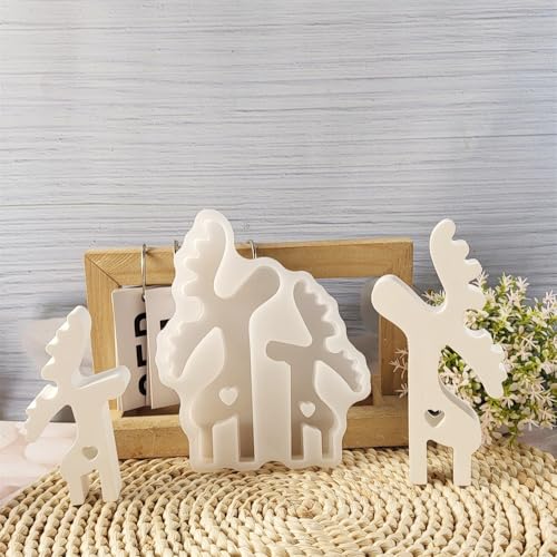 Silikonformen GießFormen Elch,Silikonform Weihnachten,DIY Silikonformen GießFormen Weihnachten,Weihnachtsdeko GießFormen Silikon,Kerzenformen Zum GießEn,3D Elch Weihnachten Deko (2pcs Elch B) von Keboygym