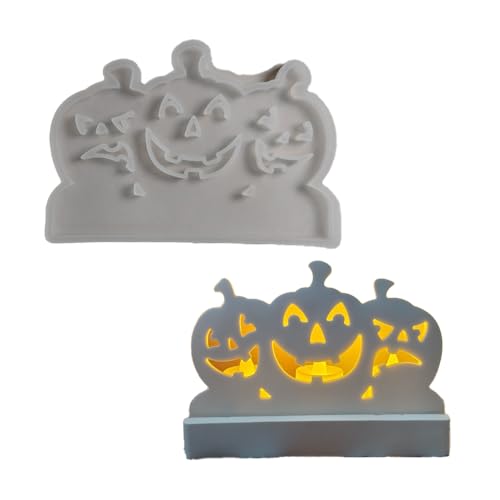 Silikonformen Gießformen,DIY Silikonform Kerzenhalter,Silikon Gießform Kerzenhalter,Gipsformen zum Gießen Gießformen Silikon für Einschulung Geschenk,Weihnachten,Halloween (Dreifach-Kürbiskopf) von Keboygym