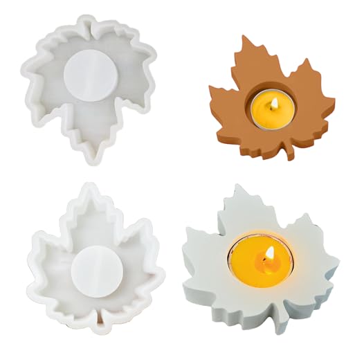 Silikonformen Gießformen Ahornblatt, 2er Set Silikonform Kerzenhalter für Herbstdeko & Kürbisfest, Silikon Gießform, Gipsformen zum Gießen Gießformen Dekoformen für Kerzen Halloween(B) von Keboygym