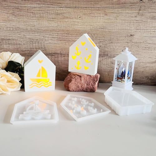 Silikonformen Gießformen Haus| 3-teilige Set Silikonform Häuser | Gießformen Silikon Maritime Leuchtturm Anker | Silikonform Sommer Gießform Maritim Haus DIY-Geschenkideen (2 haus) von Keboygym