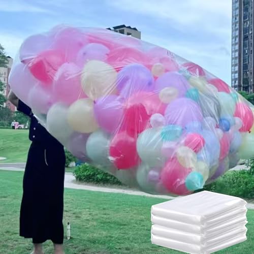 4 Pack 98,4 x 59 Zoll große Ballon-Transporttaschen, große Kunststoff-Ballon-Aufbewahrungstaschen, klare Ballon-Tropfenbeutel, riesige Tragetaschen für Hochzeit, Geburtstag, Partyzubehör (4 Stück von Kedixiest