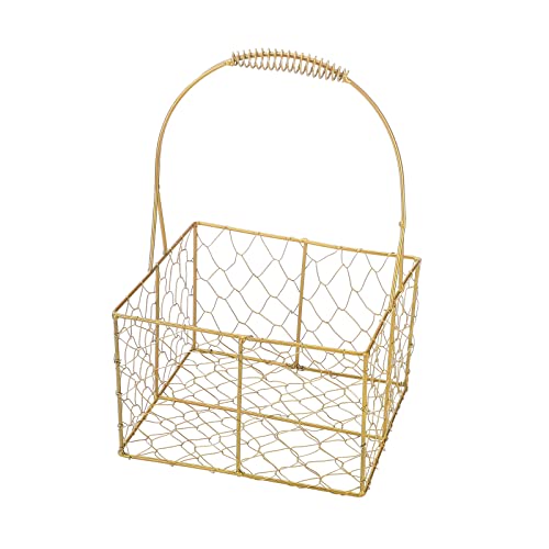 Hochzeitskorb aus Metall, Goldener Eisen-Handwerks-Handgeschenk-Blumenkorb, Handgehaltener Blumenkorb, Blumenbündel-Verpackungskorb, Aufbewahrungskorb mit Griff, Blumenkorb für Heimdekorationen(#2) von Keebgyy