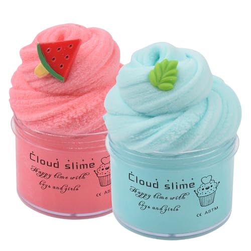2er-Pack Wolken Slime Set, Duftendes DIY Slime Kit Spielzeug für Mädchen und Jungen, Niedliche Preppy-Sachen Coole Geburtstagsgeschenke Party-Mitgebsel Nikolausgeschenke für Kinder von 3 bis 12 Jahren von Keemanman