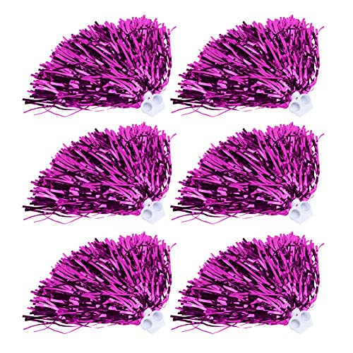 Cheerleading Pompons, 6 Stück 24cm Kinder Tanz Pompons PET Cheerlearder Pom Poms für Sport Party Tanz(Rosenrot) Sporttaschen von Keenso