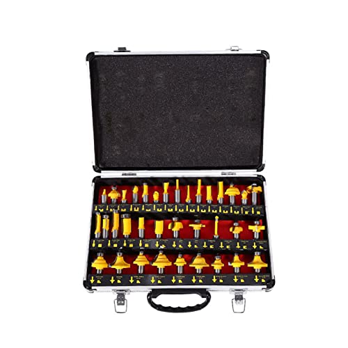 Keenso 35pcs Hochgrades Holzbearbeitungs -Router -Set, Versiegelte Lager für Glattes Schneiden, Geeignet für Chipplatten, MDF, Hartholz und Weichholz, mit Holzbox/Abdeckung, für Holzbearbeitung und Keenso 35pcs Hochgrades Holzbearbeitungs -Router -Set, Versiegelte Lager für Glattes Schneiden, Geeignet für Chipplatten, MDF, Hartholz und Weichholz, mit Holzbox/Abdeckung, für Holzbearbeitung und von Keenso
