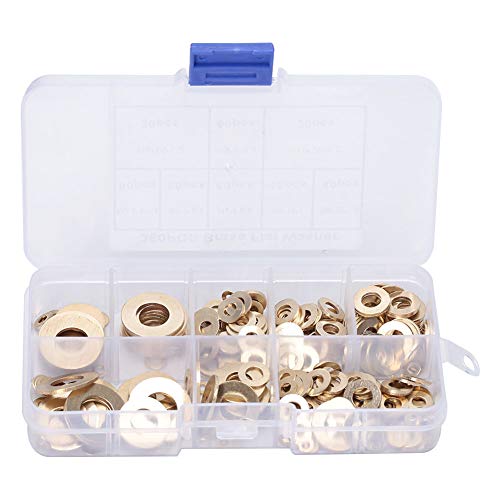 Keenso 360pcs Messing Metall Flachdichtung Ring Kit für Sanitär- und Reparaturen, Rostproof -Messing Abstandshalter Backup Ring für die Verhinderung von Leckagen Keenso 360pcs Messing Metall Flachdichtung Ring Kit für Sanitär- und Reparaturen, Rostproof -Messing Abstandshalter Backup Ring für die Verhinderung von Leckagen von Keenso