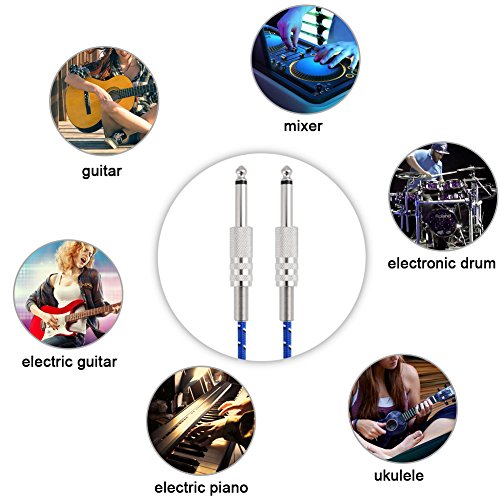 Keenso 6,35 Mm Mono Männlicher Gitarrenkabel Rauschen Reduktionskabel für Bassblau 5 Meter (1m / 3,3 Fuß) von Keenso