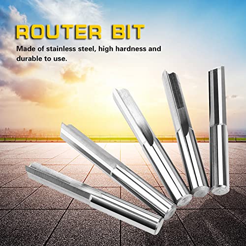 Keenso 6x22mm Edelstahl Router Schnittbit für CNC -PCB -Fräsenschneider, Hochpräzise Holzbearbeitungsschneider für Sperrholz, Holzbrett, 5pcs Silber von Keenso