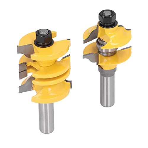 Keenso Einstellbarer Stile Rail Router Bit Kohlenstoffstahlschneider 1/2in Shank 2pcsset für Holztürrahmen und Fensterrahmen von Keenso