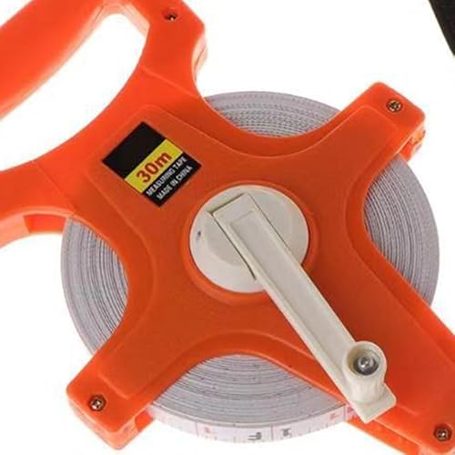 Keenso Handkurbelfaserbandmaß mit Spike für Outdoor -Messungen und Baustellen - Tragbarer Kunststoffgriff 12,5 Mm Breite Rollenklebeband (30 Meter) von Keenso