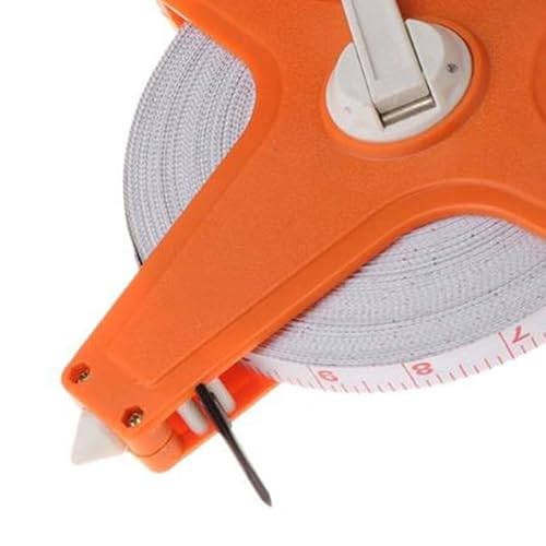 Keenso Handkurbelfaserbandmaß mit Spike für Outdoor -Messungen und Baustellen - Tragbarer Kunststoffgriff 12,5 Mm Breite Rollenklebeband (50 Meter) von Keenso