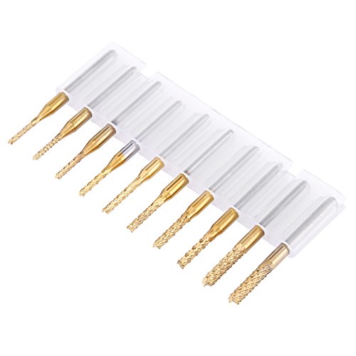 Keenso Langlebige Wolfram -Carbid -Endmühlen Set 10 propcs Mantel Schneidbits für Saubere und Ordentliche Gravur auf Leiterplatten, Kunststoff und Metalle von Keenso