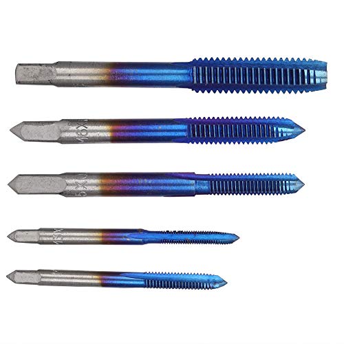 Keenso Maschinenmaschinen -Tippen Sie für Löschen und Aufgeräumte Gewinde auf, 5pcs Manual Schraubengewinde -Tippen Sie (Blau plattiert) von Keenso