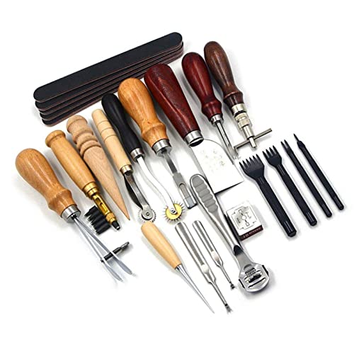 Keenso Professionelles Leder -Handwerkswerkzeug -Kit 19pcs Set Lobable Metal Construction Zum Erstellen von Stilvollen Ledermustern Keenso Professionelles Leder -Handwerkswerkzeug -Kit 19pcs Set Lobable Metal Construction Zum Erstellen von Stilvollen Ledermustern von Keenso