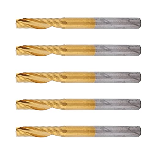Keenso Spiralfräsen Cutter Set 5pcs für Aluminiumschneidung 4 X 17 X 45 Mm, Ausgezeichnetes Finish, Langzeitleben, CNC -Fräsenschneider für Nichteisenmetalle, Robuste und Weaste, Tragbare Design von Keenso