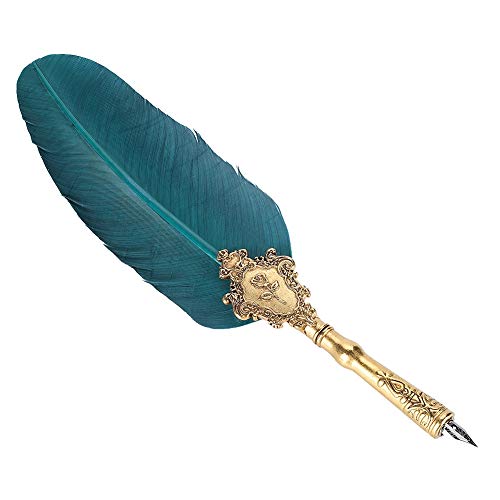 Keenso Vintage European Retro Quill Alloy Feather Writing Stift Set mit Tintenflasche für Freunde Lehrer Familienbox (dunkelgrün) von Keenso