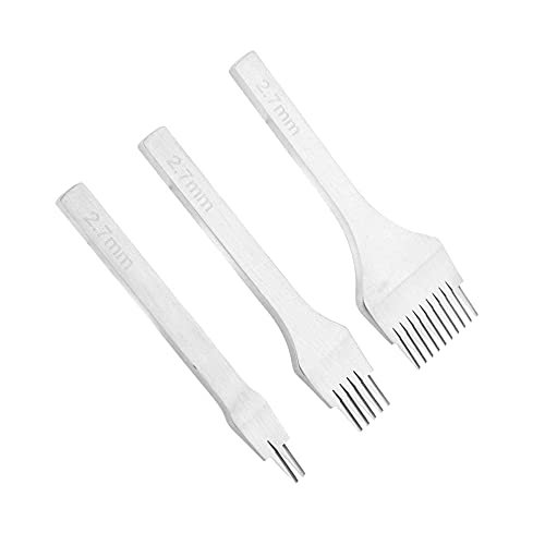 Lederhandwerkstaffler Punch Tool Set - Weißer Stahl mit Bequemem Griff - 2/5/10 Prong (Abstand 2,7 mm) von Keenso