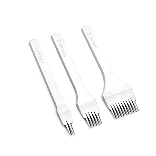 Lederhandwerkstaffler Punch Tool Set - Weißer Stahl mit Bequemem Griff - 2/5/10 Prong (Abstand 3,0 mm) von Keenso