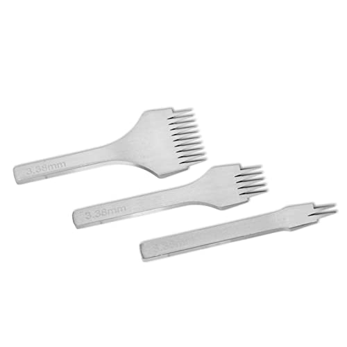 Lederhandwerkstaffler Punch Tool Set - Weißer Stahl mit Bequemem Griff - 2/5/10 Prong (Abstand 3,38 mm) von Keenso