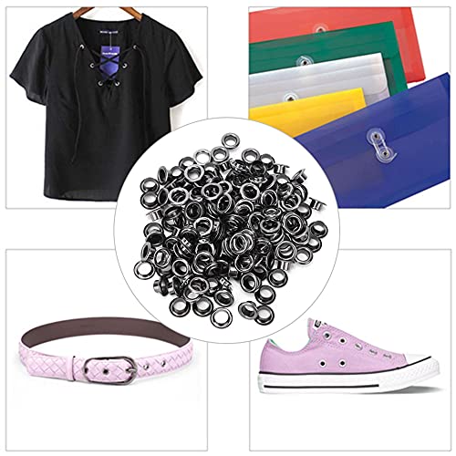 Metall Eyelet Hohlhöhle Nieten Set für Lederfahrzeuge, 100pcs 6 Mm Grommet für Beutelgürtel Armbänder Schuhe (BLACK) von Keenso