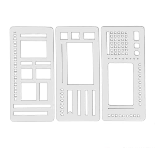 3 Stück Handmade Flexible Record Template, Flexible Aufzeichnungsvorlage, Journal Schablonen Stencils Set Malen Schablone DIY Tagebuch Zeichenschablonen Wiederverwendbare Zubehör Mals chablonen (B) von Keeplus