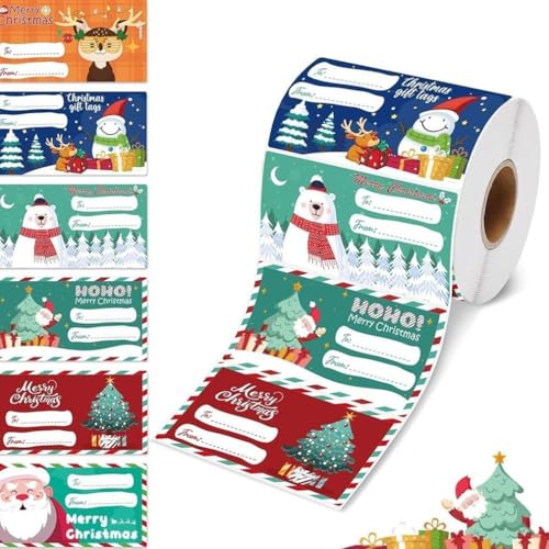 500 Stück Christmas Tags & Wrapping Paper Set,Holiday Present Labels,Weihnachtsgeschenkanhänger,selbstklebende Etiketten Geschenk-Namensschild,Geschenkanhänger Dekorative Aufkleber für Geschenke von Keeplus