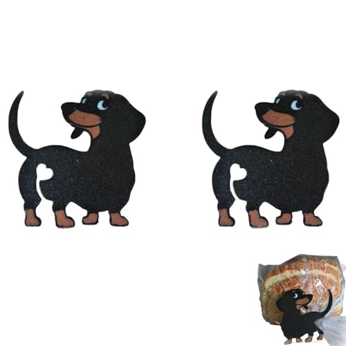 Dachshund Bread Bag Clip, Butt Bread Clip, 3D gedruckte wiederverwendbare Hund Katze Brotbeutel Clips, Snacks Beutel Verschluss klammern, Festigkeitssiegel, Verschluss Klammern für Beutel (2Stk) von Keeplus