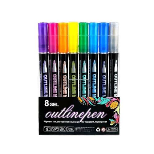 Illuminateupon Marker Pen for Highlight,Illuminate up on marker pen for highlight,Metallic Marker Stifte Metallisch Marker,Acrylfarben stifte Acrylstifte,Wasserfest Acrylic Paint Marker Stifte (8Stk) von Keeplus