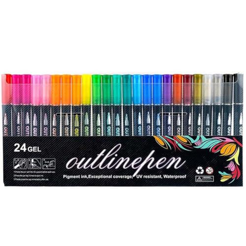 Illuminateupon Marker Pen for Highlight,Illuminate up on marker pen for highlight,Metallic Marker Stifte Metallisch Marker,Acrylfarben stifte Acrylstifte,Wasserfest Acrylic Paint Marker Stifte (24Stk) von Keeplus