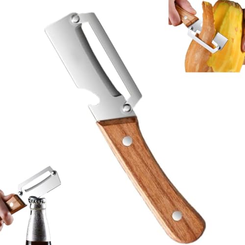 Multi-Functional Vegetable Peeler for Kitchen, Zuckerrohrschäler, Universalschäler Sparschäler mit rutschfesten Griffen & Flaschenöffner, Edelstahl Kartoffelschäler, Multifunktion Gemüseschäler von Keeplus