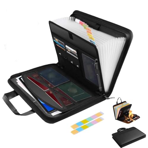 Rushclick File Folder, Rushclick Expanding File Folder, Feuerfeste Dokumententasche mit Griff, Dokumentenmappe a4, Wasserfeste Dokumententasches mit 13 Fächern, Dokumententasches für Büro, Hause von Keeplus