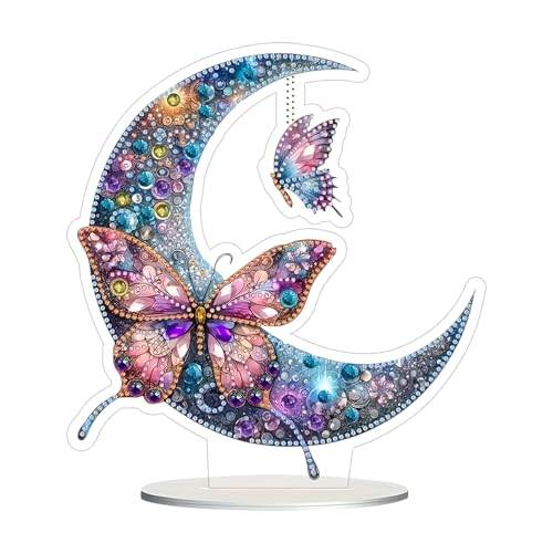 5D Diamond Painting Tischdeko,Mond Schmetterling Diamond Painting Aufsteller,DIY Diamant Malerei Tischdeko Kunst Set,Diamant Malerei Frühling Ornamente Festliches Geschenk für Kinder (01) von Keho Keho Kehongdun