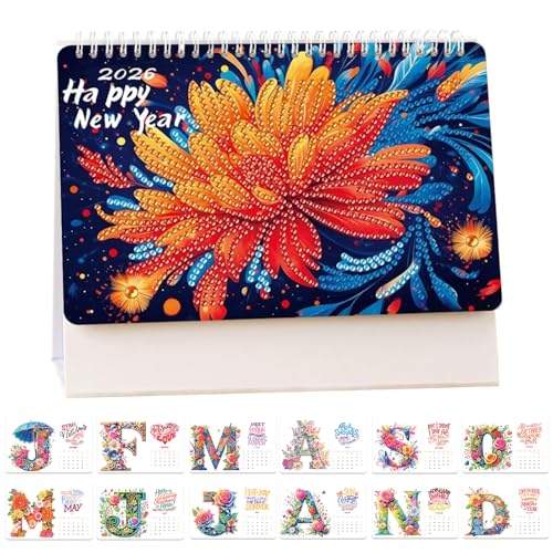 Diamond Painting Kalender 2026,DIY Diamond Art Weihnachten Schreibtisch Kalender mit Aufsteller,Diamant Malerei Weihnachten Schreibtisch Calendar,Tischkalender mit To Do Liste auf der Rückseite (04) von Keho Keho Kehongdun