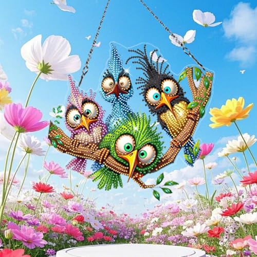 Diamond Painting Tier Fensterbilder,5D Doppelseitiges Diamant Painting Anhänger mit Kette,DIY Diamant Painting Girlande,Anhänger Bastelset Diamanten Painting für Eingang und Fenster Wand Decor (07) von Keho Keho Kehongdun