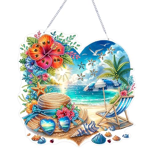 Frühling Diamond Painting Erwachsene,5D Diamond Art Painting Hängende Anhänger Kit,DIY Blumen Painting Türkranz mit Kette,Diamond Painting Fensterbilder,Wandbehang Kits für Fenster Wand Decor (04) von Keho Keho Kehongdun