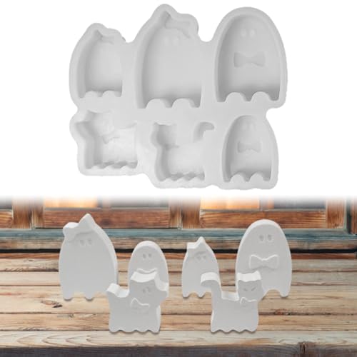 Halloween Silikonform,Geister Gießformen Halloween mit 6 Muster Epoxidharz Kerzenform für Gips und Kunsthandwerk,Halloween Silikonformen Gießform Kerzenhalter für DIY Handgefertigten (01) von Keho Keho Kehongdun