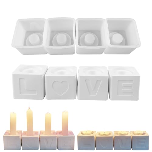 Silikonformen Gießformen Buchstaben,Silikonform Kerzenhalter Gipsform zum Gießen Buchstaben,DIY LOVE/HOME Alphabet Epoxidharz Formen Silikonform Kerzenständer für Stabkerzen und Teelichter (LOVE) von Keho Keho Kehongdun