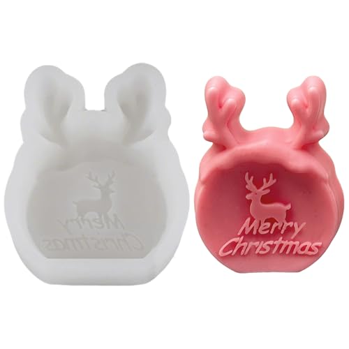 Silikonformen Gießformen Weihnachten,3D Elch Silikonform Kerzenhalter,DIY Elch Gießform Kerzenhalter,Weihnachten Elch Silikon Gießformen Kerzenformen zum Gießen für Kerzen Handwerk Heimdeko (02) von Keho Keho Kehongdun