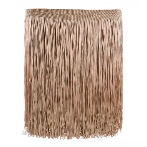 10 Meter Länge 12 Zoll Breite Fransen Trim Quaste Schnittfranse Fransen für Lateinisches Tanzkleid, Bühnenkleidung, Apparel und Lampenschirm Dekoration (Helle Kaffeefarbe) von Kehuadiy