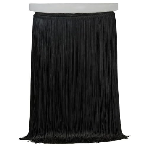 10 Meter Länge 12 Zoll Breite Fransen Trim Quaste Schnittfranse Fransen für Lateinisches Tanzkleid, Bühnenkleidung, Apparel und Lampenschirm Dekoration (Schwarz) von Kehuadiy