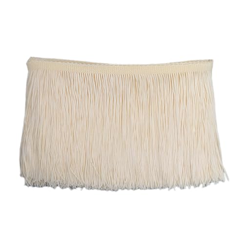 10 Meter Länge 6 Zoll Breite Fransen Trim Quaste Schnittfranse Fransen für Lateinisches Tanzkleid, Bühnenkleidung, Apparel und Lampenschirm Dekoration (Beige) von Kehuadiy