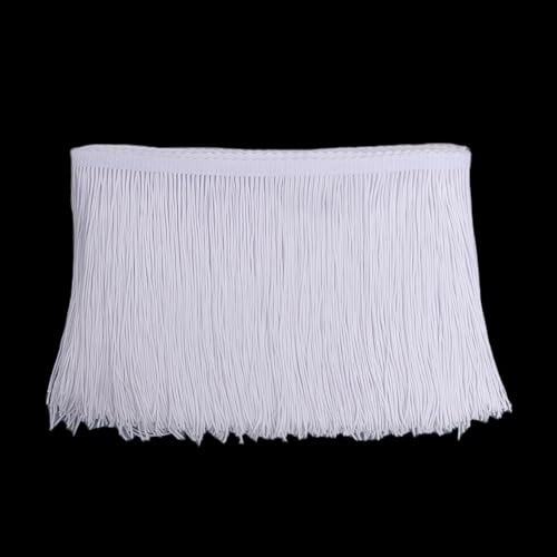 10 Meter Länge 6 Zoll Breite Fransen Trim Quaste Schnittfranse Fransen für Lateinisches Tanzkleid, Bühnenkleidung, Apparel und Lampenschirm Dekoration (Weiß) von Kehuadiy