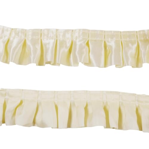 10 Yards Satin Rüschenbesatz Stoffbesätze,Plissierter Besatz Chiffon Stoff Bänder für Nähen Herstellung von Kunsthandwerk Kleid Vorhang Hochzeit Kostüm Kopfkissenbezug Versorgung (Beige) von Kehuadiy