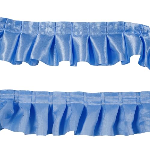 10 Yards Satin Rüschenbesatz Stoffbesätze,Plissierter Besatz Chiffon Stoff Bänder für Nähen Herstellung von Kunsthandwerk Kleid Vorhang Hochzeit Kostüm Kopfkissenbezug Versorgung (Blau) von Kehuadiy