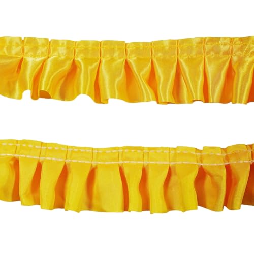 10 Yards Satin Rüschenbesatz Stoffbesätze,Plissierter Besatz Chiffon Stoff Bänder für Nähen Herstellung von Kunsthandwerk Kleid Vorhang Hochzeit Kostüm Kopfkissenbezug Versorgung (Gelb) von Kehuadiy