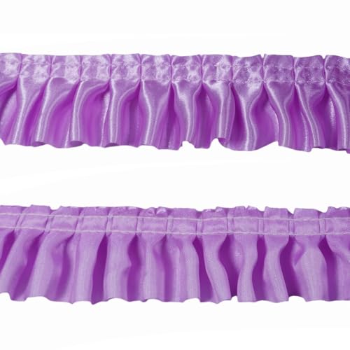10 Yards Satin Rüschenbesatz Stoffbesätze,Plissierter Besatz Chiffon Stoff Bänder für Nähen Herstellung von Kunsthandwerk Kleid Vorhang Hochzeit Kostüm Kopfkissenbezug Versorgung (Lila) von Kehuadiy